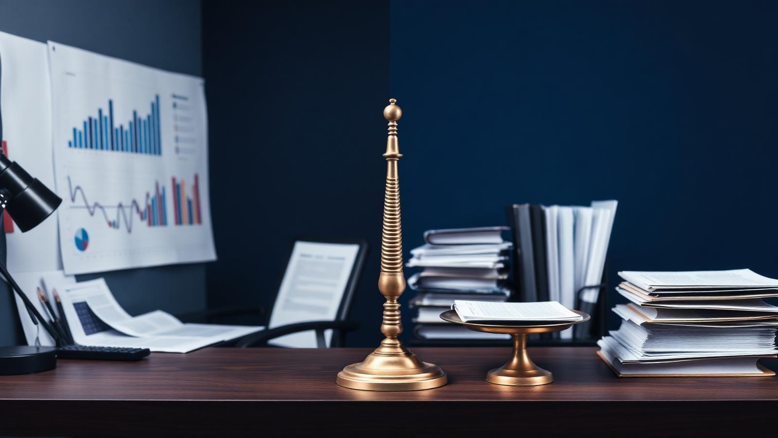 Split scene comparing a marketing strategy war room with charts against a corporate compliance operations desk with ledgers and filing folders