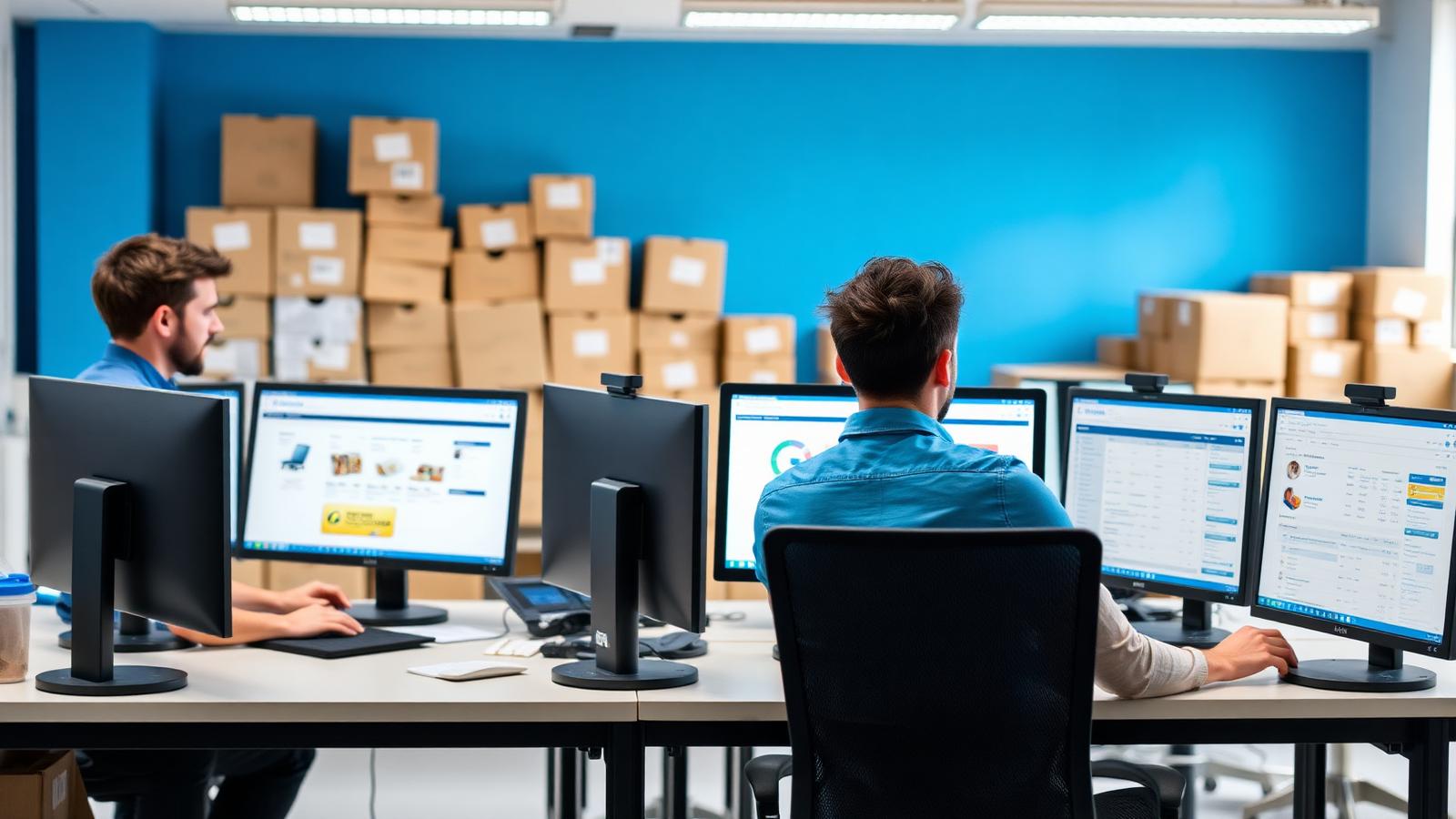Ecommerce operations team monitoring order, inventory and fulfilment dashboards across multiple screens