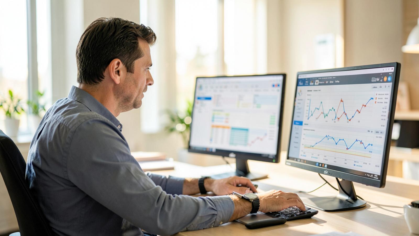 Consultant reviewing search performance data with a client across a desk